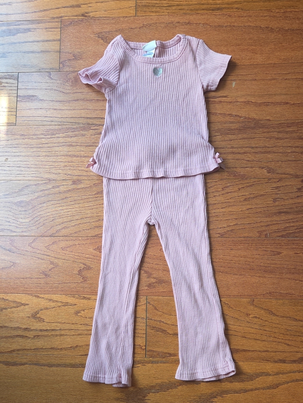Nicole Miller Girls Pink Ribbed Two-Piece Matching Set